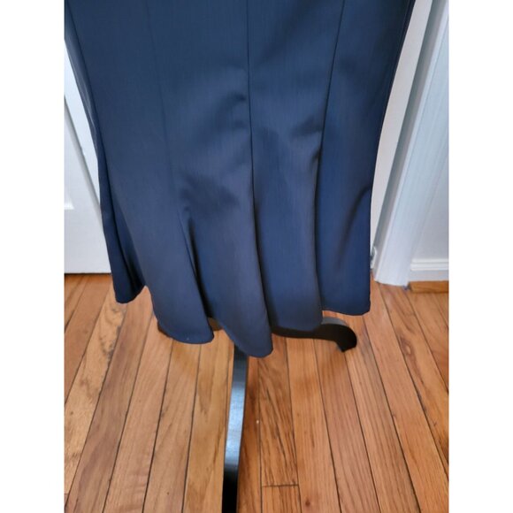 Navy Pencil Skirt 16 Back Pleats Retro Twee Military Nautical Old Money NWOT - Picture 3 of 6